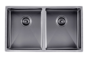Satin - Gun Metal Grey 770x450x215mm 1.2mm Handmade Top/Undermount Double Bowls Kitchen Sink