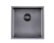Satin - Gun Metal Grey 440x440x205mm Satin Stainless Steel Handmade Single Bowl Sink for Flush Mount and Undermount