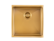 440x440x205mm Brushed Yellow Gold Stainless Steel Handmade Single Bowl Sink for Flush Mount and Undermount