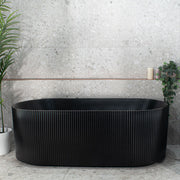 Brighton Groove 1700mm Fluted Oval Freestanding Bath Matte Black Finish