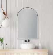 600*900mm Arch 3 Color Lighting Gun Metal Grey Aluminum Framed Front Hidden LED Mirror with Touch Sensor Switch