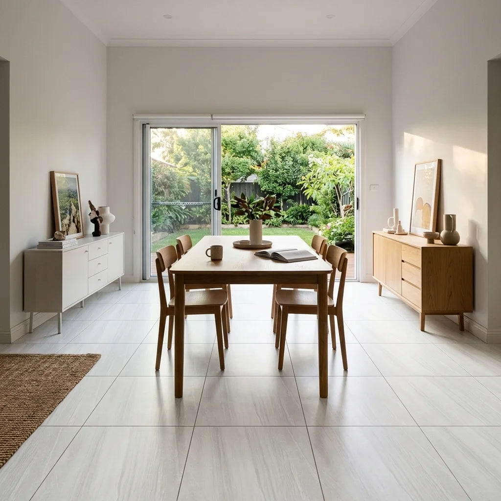 WHITE STRIPE MARBLE 600X600 POLISHED — dining room