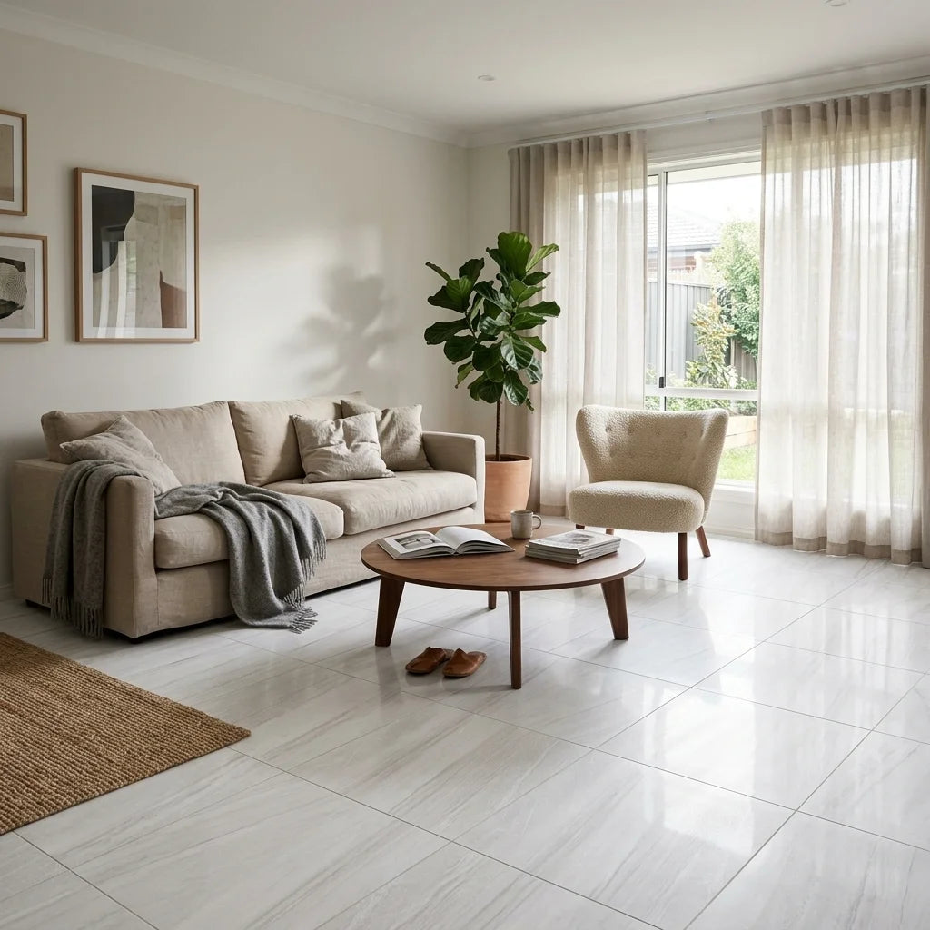 WHITE STRIPE MARBLE 600X600 POLISHED — living room